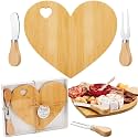 Patelai 1 Set Bridal Shower Game Prize Heart Cheese Board, Bamboo Color