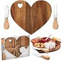 Patelai 1 Set Bridal Shower Game Prize Heart Cheese Board, Acacia Color