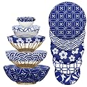 Patelai 10 Pcs Bowl Covers Reusable in 5 Size Fabric Stretch Dish Covers
