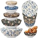 Patelai 10 Pcs Bowl Covers Reusable in 5 Size Fabric Stretch Dish Covers