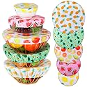 Patelai 10 Pcs Bowl Covers Reusable in 5 Size Fabric Stretch Dish Covers