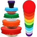 Patelai 10 Pcs Bowl Covers Reusable in 5 Size Fabric Stretch Dish Covers