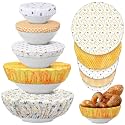 Patelai 10 Pcs Bowl Covers Reusable in 5 Size Fabric Stretch Dish Covers