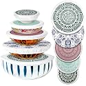 Patelai 10 Pcs Bowl Covers Reusable in 5 Size Fabric Stretch Dish Covers