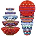 Patelai 10 Pcs Bowl Covers Reusable in 5 Size Fabric Stretch Dish Covers
