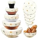 Patelai 10 Pcs Bowl Covers Reusable in 5 Size Fabric Stretch Dish Covers