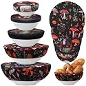 Patelai 10 Pcs Bowl Covers Reusable in 5 Size Fabric Stretch Dish Covers