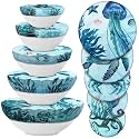 Patelai 10 Pcs Bowl Covers Reusable in 5 Size Fabric Stretch Dish Covers