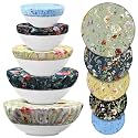 Patelai 10 Pcs Bowl Covers Reusable in 5 Size Fabric Stretch Dish Covers