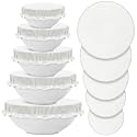 Patelai 10 Pcs Bowl Covers Reusable in 5 Size Fabric Stretch Dish Covers