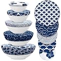 Patelai 10 Pcs Bowl Covers Reusable in 5 Size Fabric Stretch Dish Covers