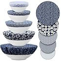 Patelai 10 Pcs Bowl Covers Reusable in 5 Size Fabric Stretch Dish Covers