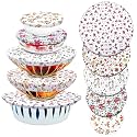 Patelai 10 Pcs Bowl Covers Reusable in 5 Size Fabric Stretch Dish Covers