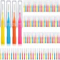 Patelai 100 Interdental Brush Set, Light Blue,Pink,Yellow,Orange
