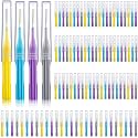 Patelai 100 Interdental Brush Set, Light Blue, Yellow, Gray, Purple
