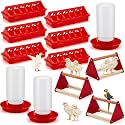 Patelai 12 Pcs Chick Feeder and Waterer Kit Feeding Supplies with Mini Perch Chicken Starter Kit for Coop and Brooder for Small Poultry Ducks Quail