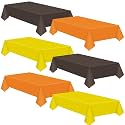 Patelai 12 Pcs Fall Plastic Tablecloth, 60"x102", Orange Yellow Brown