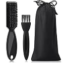 Patelai 2 Pcs Clipper Brush Set with Pouch, Barber Cleaning Tools, Black