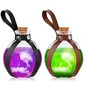 Patelai 2 Pcs Halloween Glass Potion Bottles with Belt Cork Renaissance Witch Costume Accessories Witch Props Potion Bottle for Halloween Party Decor Cosplay DIY Crafts Gift (Black,Brown)