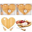 Patelai 2 Set Bridal Shower Game Prize Heart Cheese Board, Bamboo Color