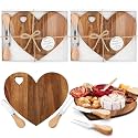 Patelai 2 Set Bridal Shower Game Prize Heart Cheese Board, Acacia Color