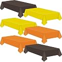 Patelai 24 Pcs Fall Plastic Tablecloth, 54"x108", Orange Yellow Brown