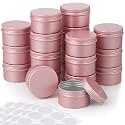 Patelai 36 Pcs 4 oz Metal Round Tins Aluminum Tin Cans,Rose Gold