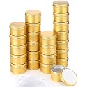 Patelai 36 Pcs 4 oz Metal Round Tins Aluminum Tin Cans,Gold