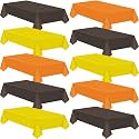 Patelai 36 Pcs Fall Plastic Tablecloth, 54"x108", Orange Yellow Brown
