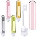 Patelai 4 Pcs Travel Toothbrush Mini Foldable with Case,Mailard Color