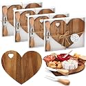 Patelai 4 Set Bridal Shower Game Prize Heart Cheese Board, Acacia Color