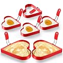 Patelai 6 Pcs Red Heart Pancake Mold, Stainless Hearts Fried Egg Ring