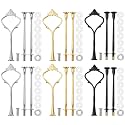 Patelai 6 Sets 3 Tier Cake Stand Hardware Tiered Tray Plate Hardware Kit Heavy Metal Cake Fruit Food Plate Stand Fitting Stacking Kit for Serving Dessert Cupcake Dish Food (Simple,Black,Silver,Gold)