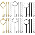 Patelai 6 Sets 3 Tier Cake Stand Hardware Tiered Tray Plate Hardware Kit Heavy Metal Cake Fruit Food Plate Stand Fitting Stacking Kit for Serving Dessert Cupcake Dish Food (Cute,Black,Silver,Gold)