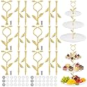 Patelai 6 Sets 3 Tiered Tray Hardware Kit, Leaf Center, Gold