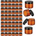 Patelai 60 Pcs Plastic Jars with Lids, Amber, 8oz