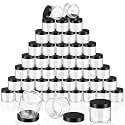 Patelai 60 Pcs Plastic Jars with Lids, Black, 2 oz