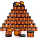 Patelai 60 Pcs Plastic Jars with Lids, Amber, 6 oz