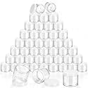 Patelai 60 Pcs Plastic Jars with Lids, White, 1 oz