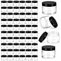 Patelai 60 Pcs Plastic Jars with Lids, Black, 4 oz