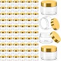 Patelai 60 Pcs Plastic Jars with Lids, Gold, 1 oz