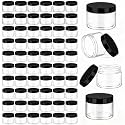 Patelai 60 Pcs Plastic Jars with Lids, Black, 6 oz
