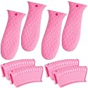 Patelai 8Pcs Silicone Cast Iron Handle Cover,Pink