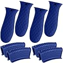 Patelai 8Pcs Silicone Cast Iron Handle Cover,Navy Blue