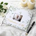 Patelai Funeral Guest Book with Pen, White Flower