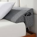 Patent Bed Wedge Pillow for Headboard Gap, Mattress Gap Filler (0-7") Comfortable Supportive High Density Cushioned Foam Pillows, Stay in Place Gripping Dots, Soft Gray Queen Size (60"x10"x6")
