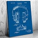 Patent Earth Headphones Canvas Print, DJ Gift, Recording Studio Art, Audiophile Gift, Headphones Decor, Music Lover Gift Blueprint (9 inch x 12 inch)