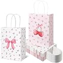 Paterr 24 Pcs Pink Bow and Red Cherry Gift Bags Party Favor Supplies