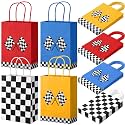 Paterr 24 Pcs Race Car Party Favors Bags Checkered Flag Treat Bags