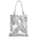 Paterr Silver Disco Ball Tote Bag for Women Sequin Glitter Reusable
